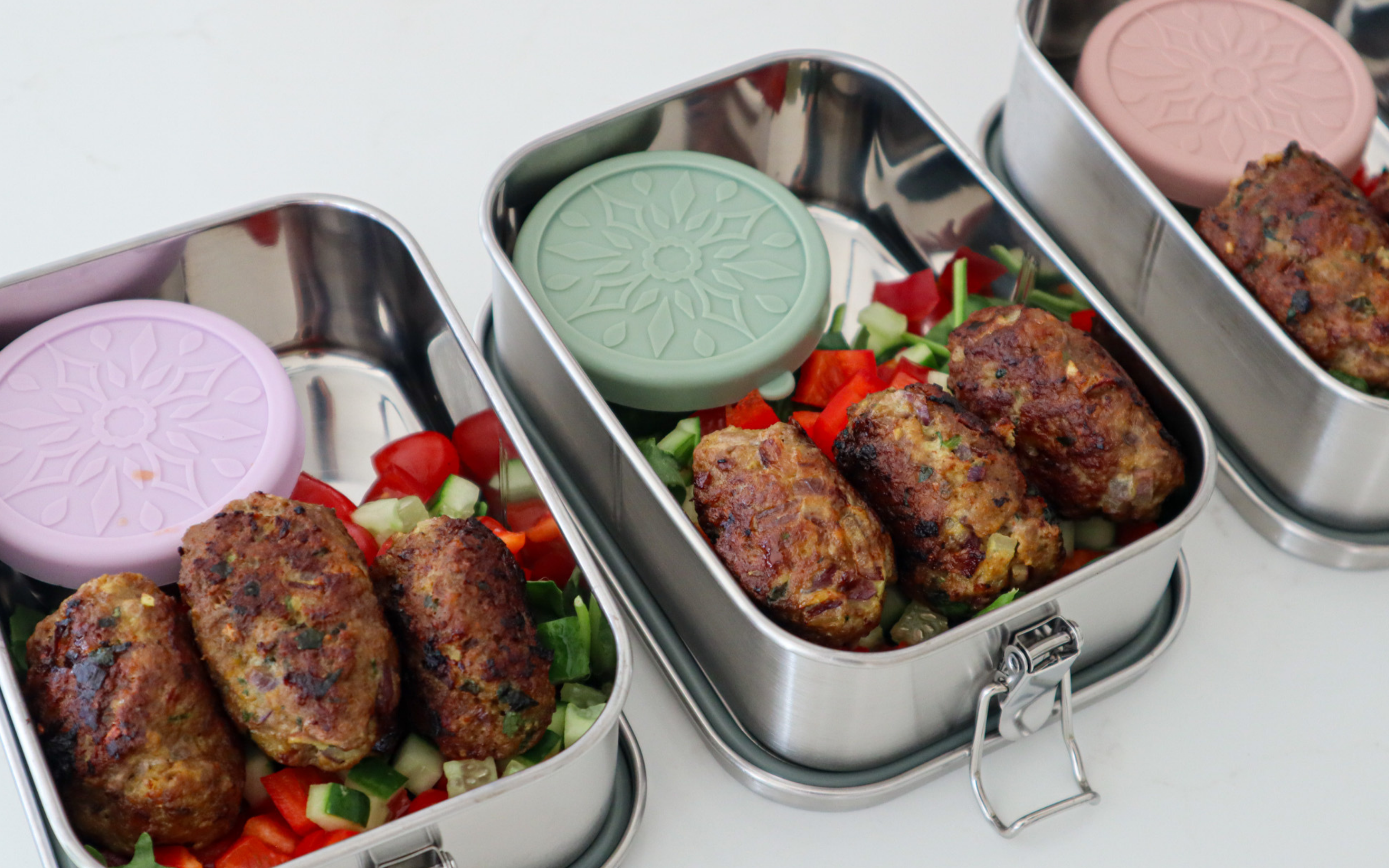 Lunch Box Series 9: Roast Vege Quiches & Lamb Kofta Bowls