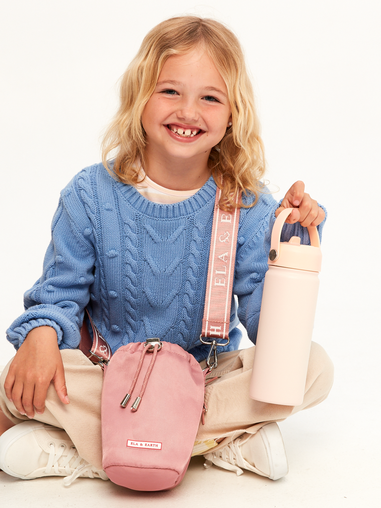 Kids Water Bottle Carrier - Dusty Pink 
