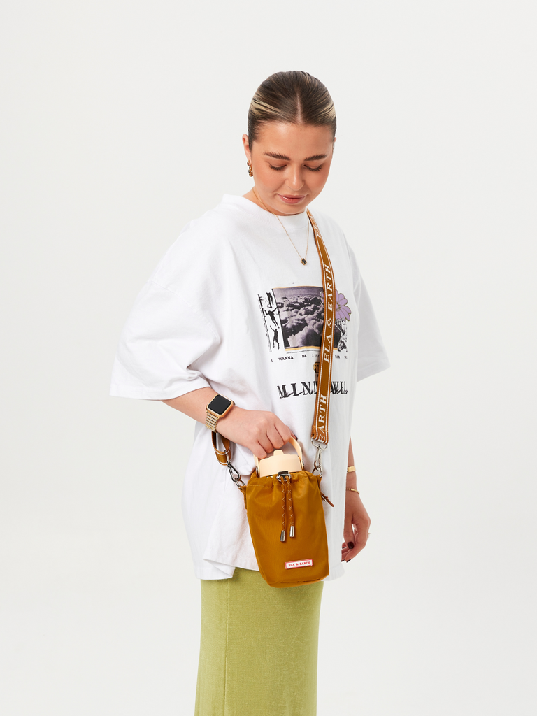 Kids Water Bottle Sling - mustard