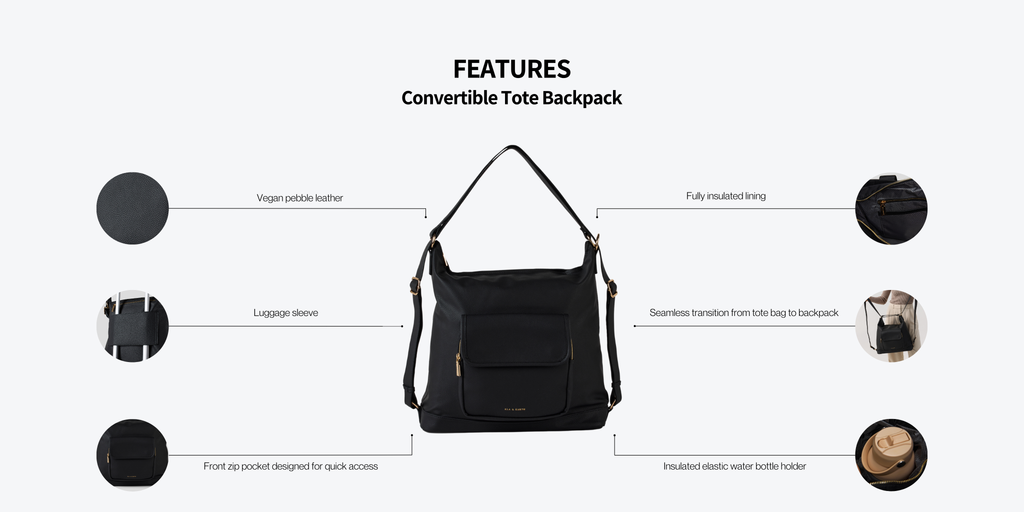 black leather backpack features