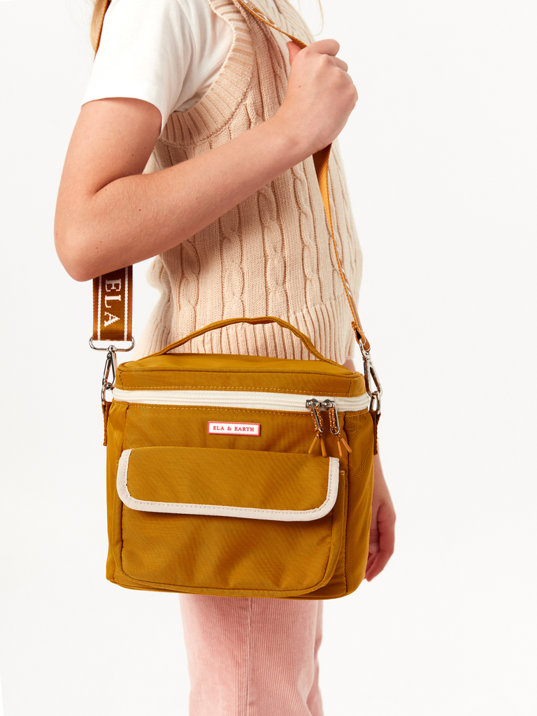 Kids Lunch Bag With Straps - Mustard 