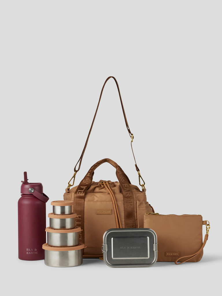 Insulated Lunch Bag Set - burgundy