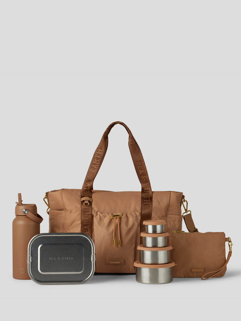 Insulated handbag bundle - brown