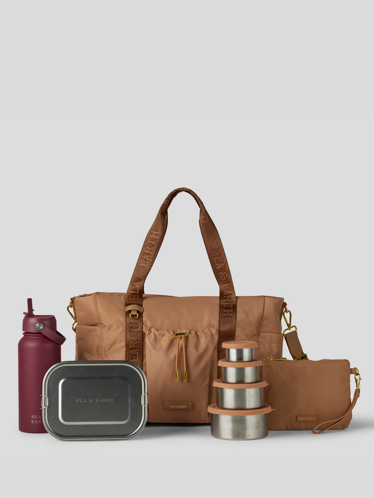 Insulated handbag bundle - burgundy