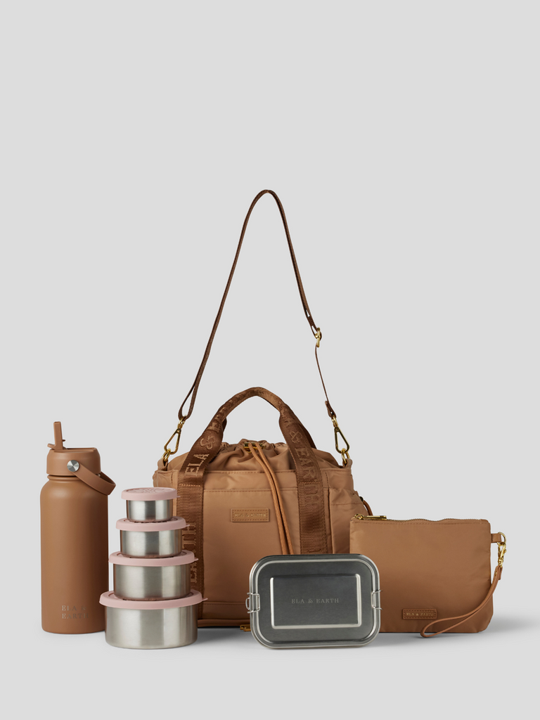 Insulated Lunch Bag Set - tan 