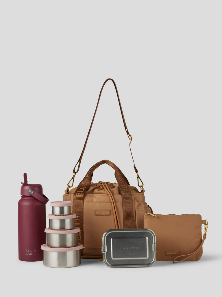 Insulated Lunch Bag Set - burgundy