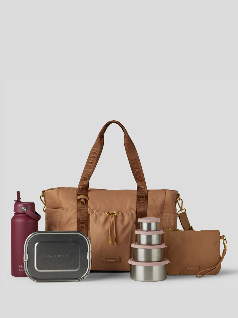 Insulated handbag bundle - burgundy
