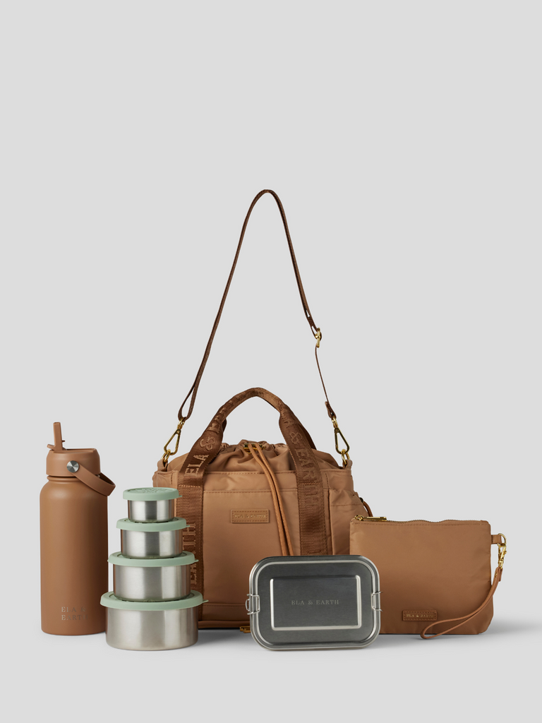 Insulated Lunch Bag Set - tan 