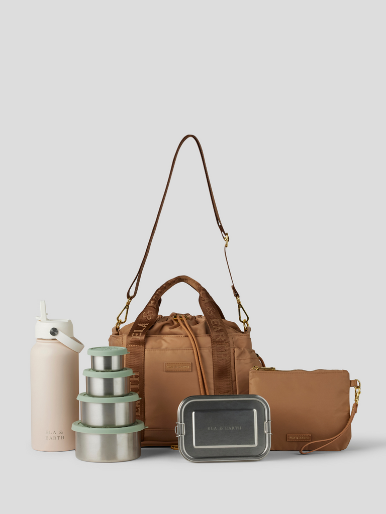 Insulated Lunch Bag Set - latte