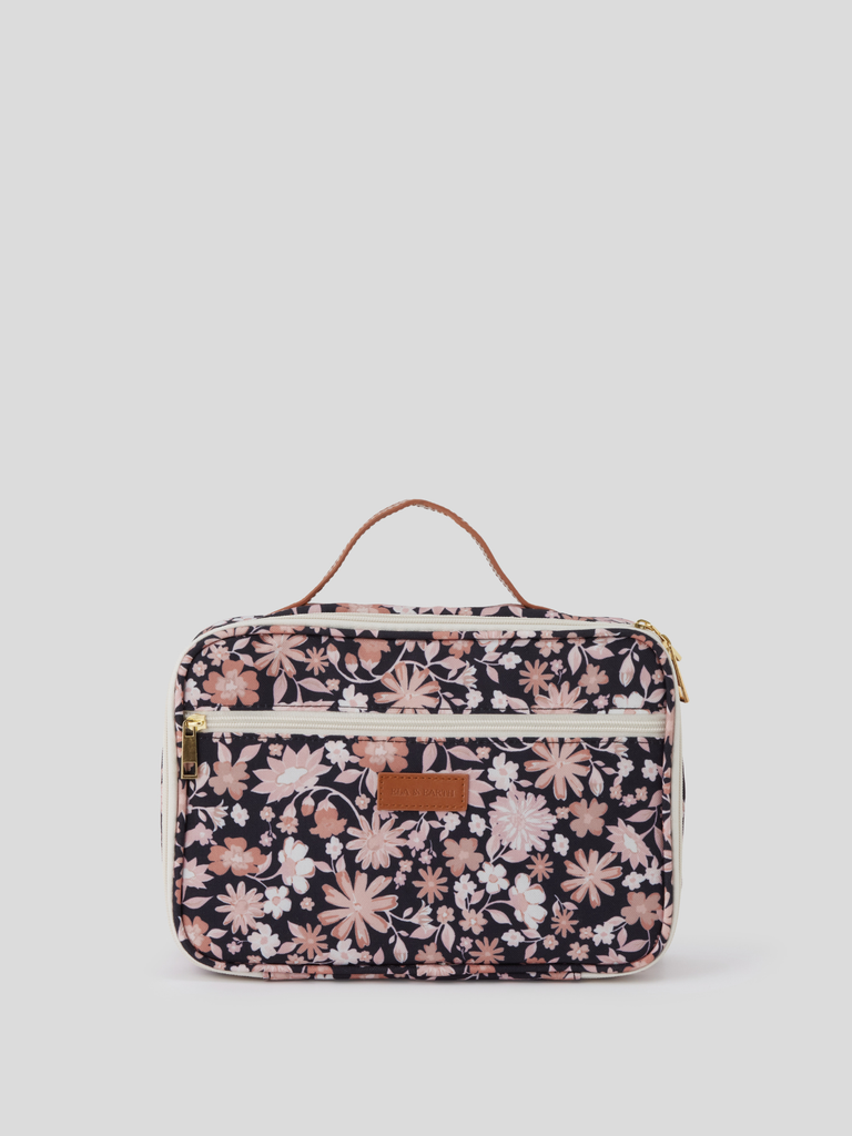 Kids Lunch Bag - Black / Flowers 