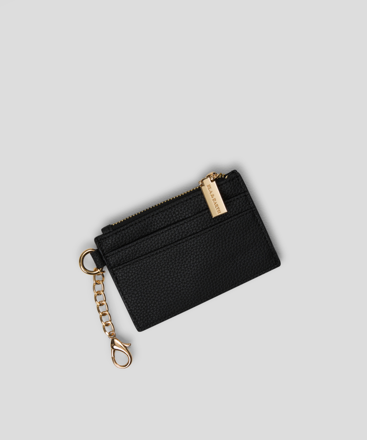 Card Pouch With Zipper - Black With Gold 