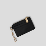 Card Pouch With Zipper - Black With Gold 