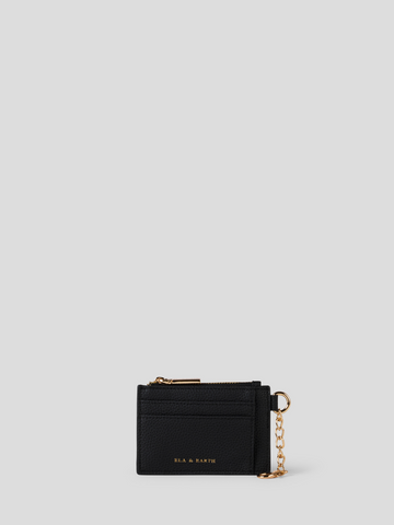 Card & Coin Wallet - Black With Gold 