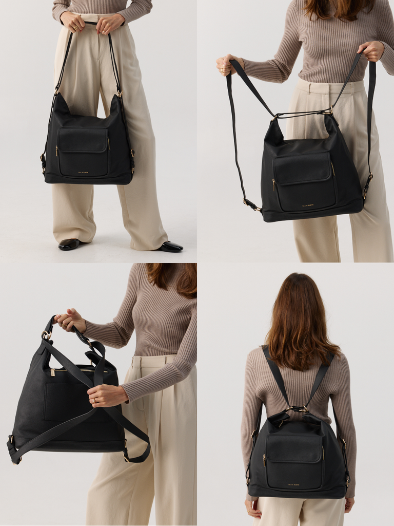 Luxury Convertible Backpack - Black 