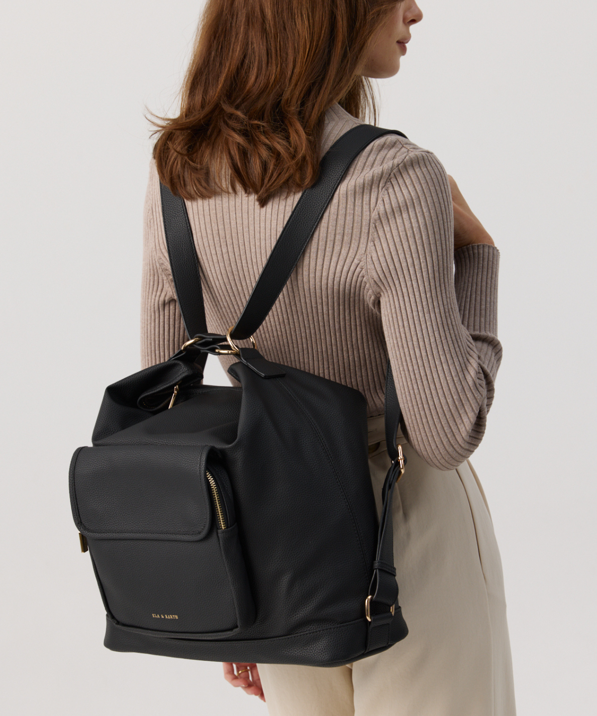 Compact Convertible Tote Bag - Black