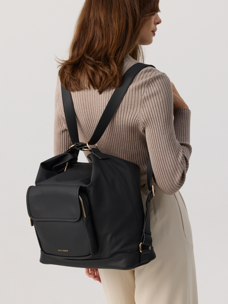 Compact Convertible Tote Bag - Black