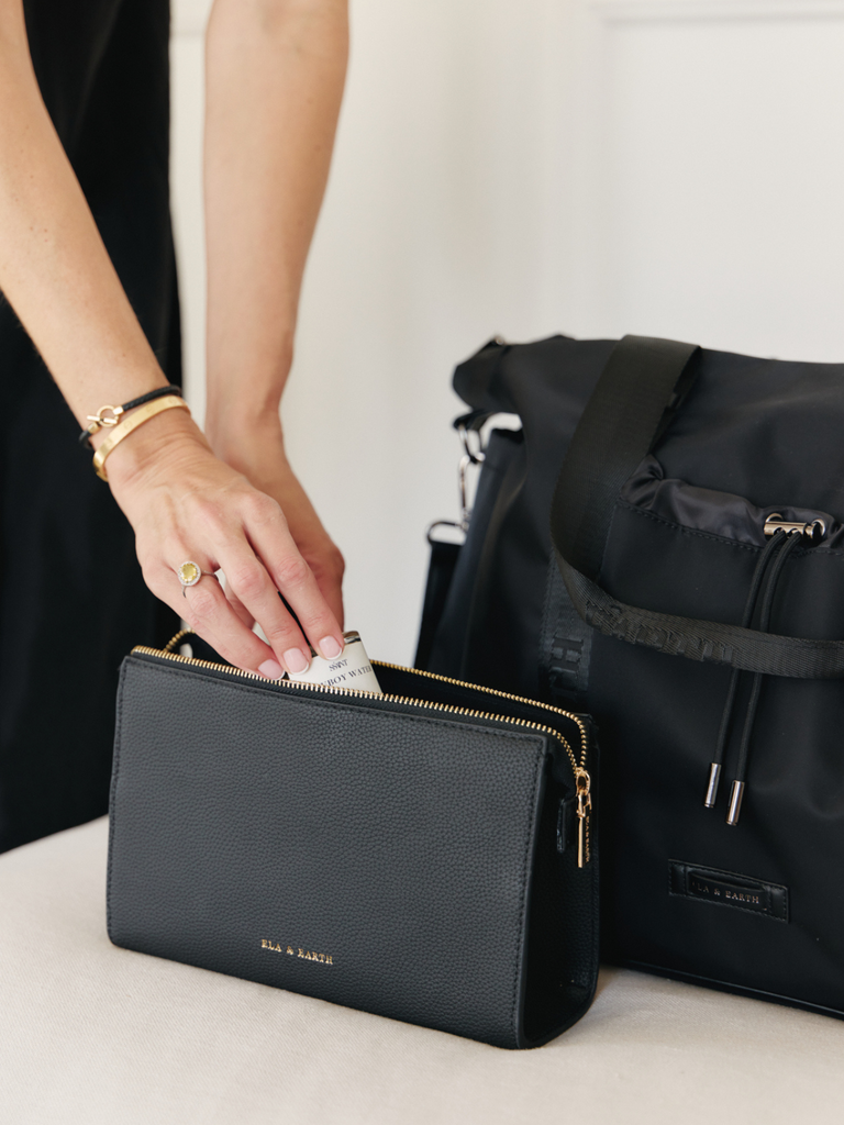 Chic Cosmetic Pouch - Black With Gold 