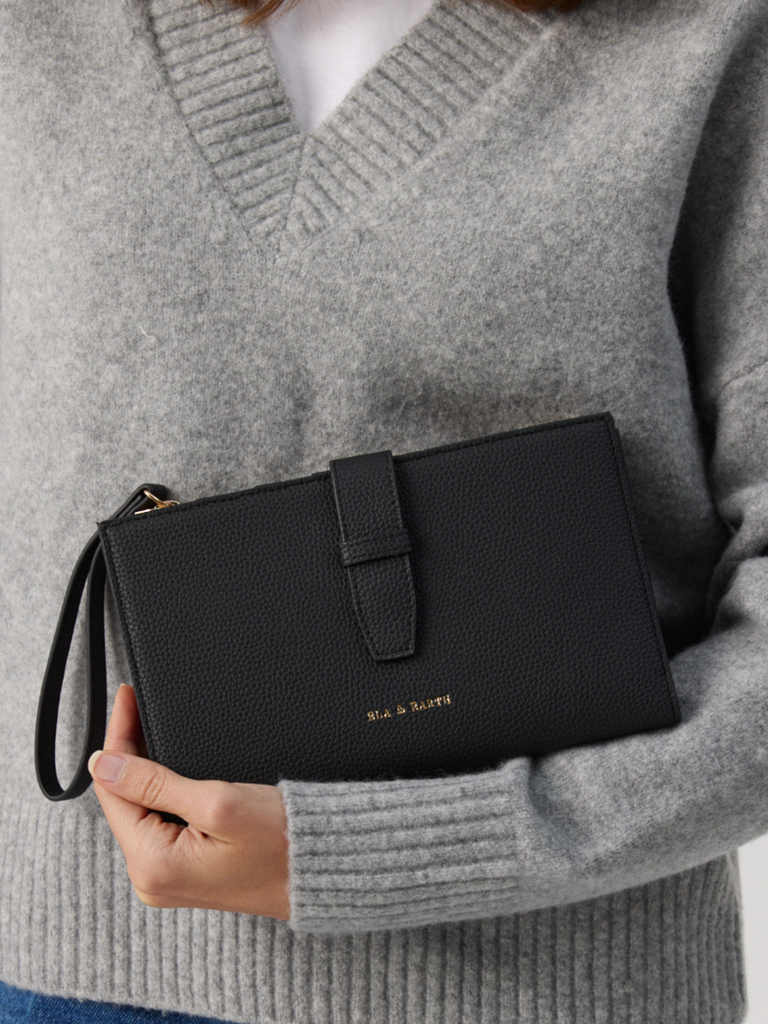 Stylish Passport Wallet - Black With Gold 