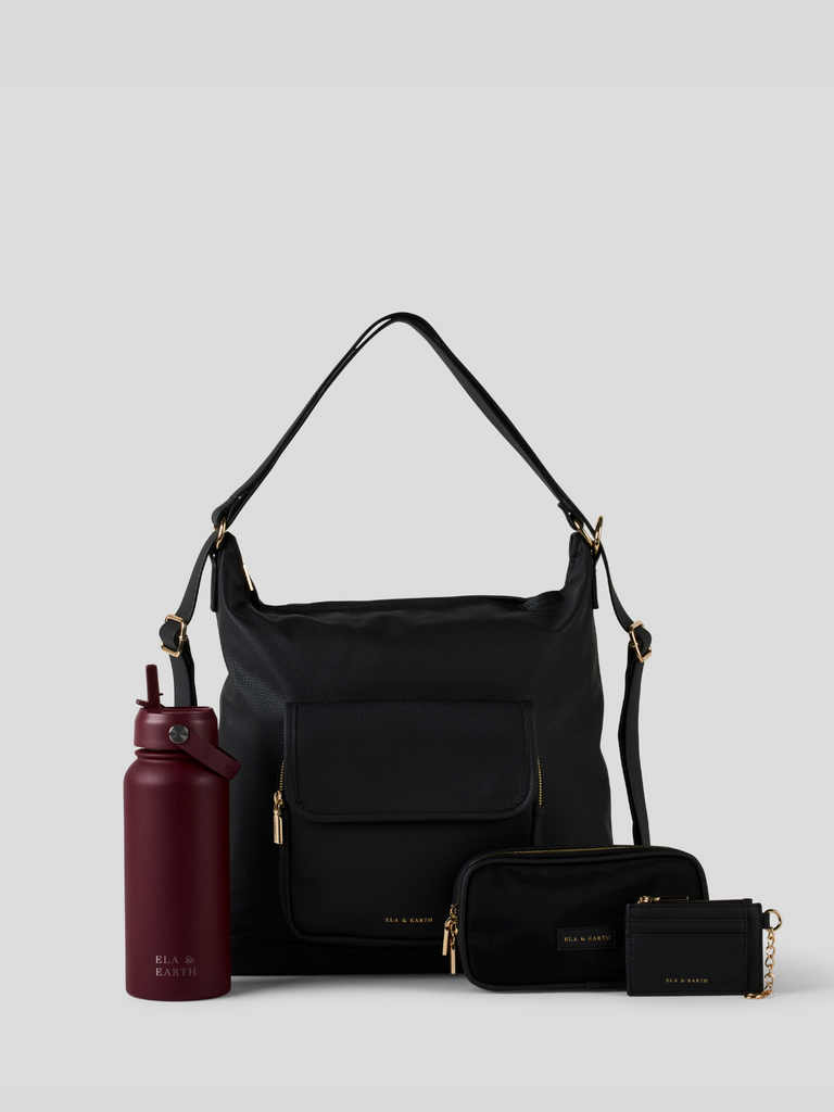 Vegan Leather Backpack - Black 