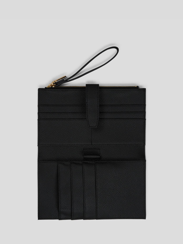 Travel Document Holder - Black With Gold 