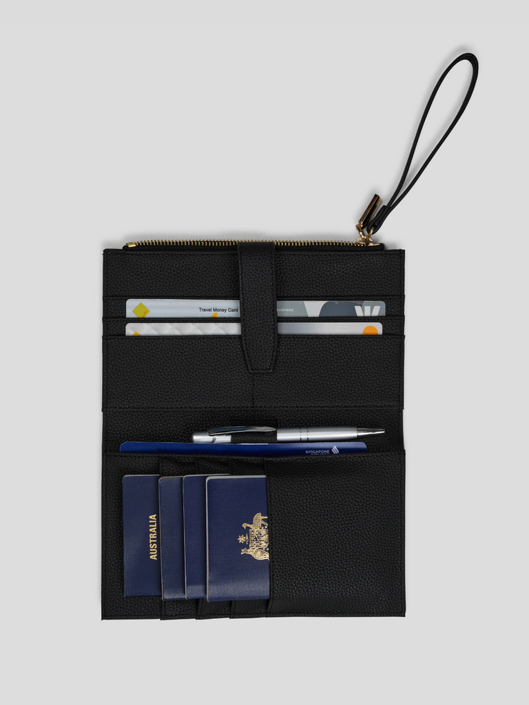 Multi-slot Passport Holder - Black With Gold 