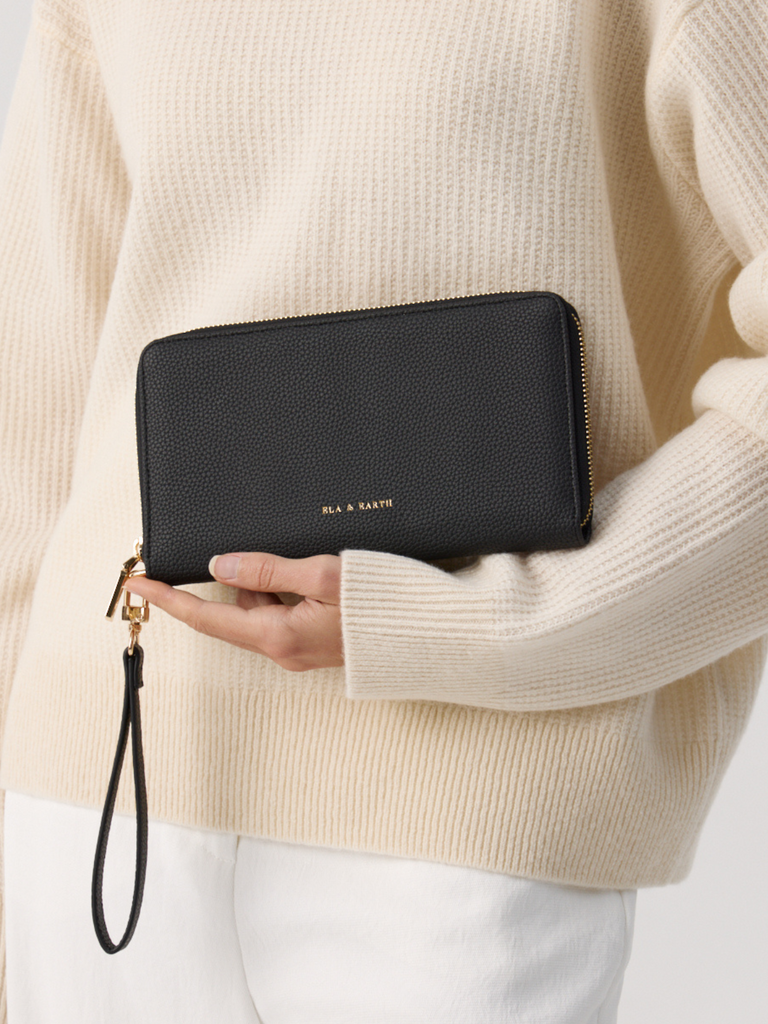 Secure Passport Wallet - Black With Gold 