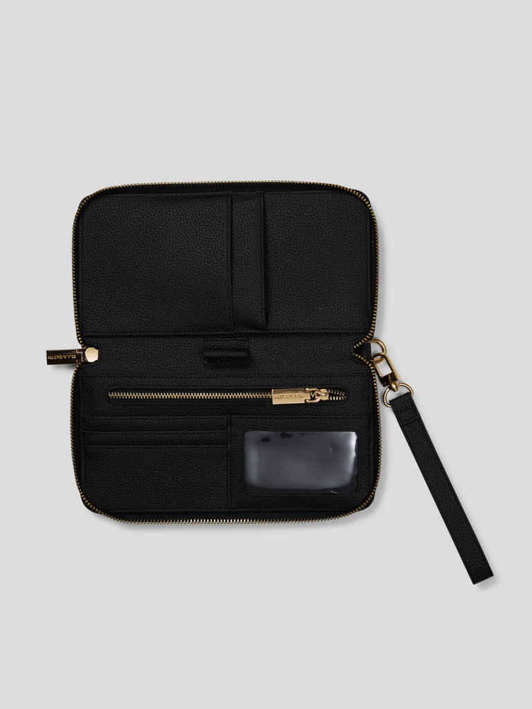 Slim Passport Holder - Black With Gold 