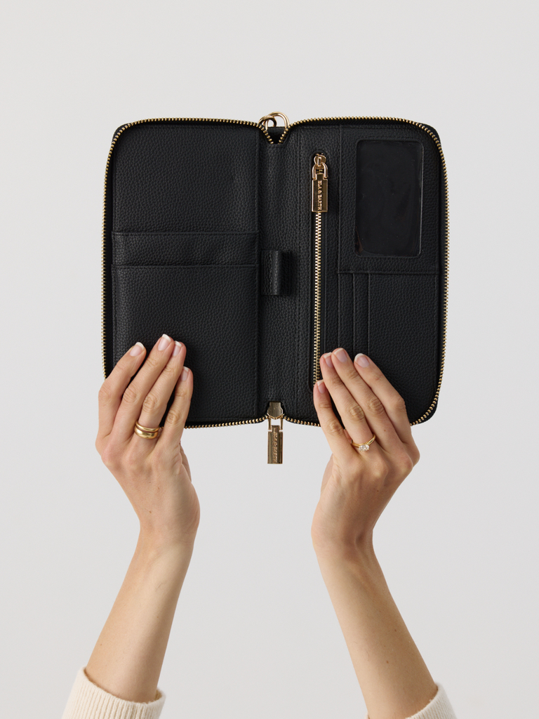 Travel Bag Essentials - Black With Gold 