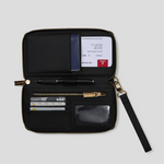 Passport And Card Holder - Black With Gold 