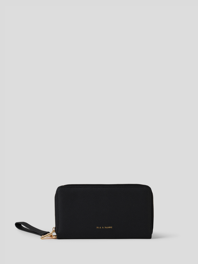 Passport Wallet - Black With Gold 