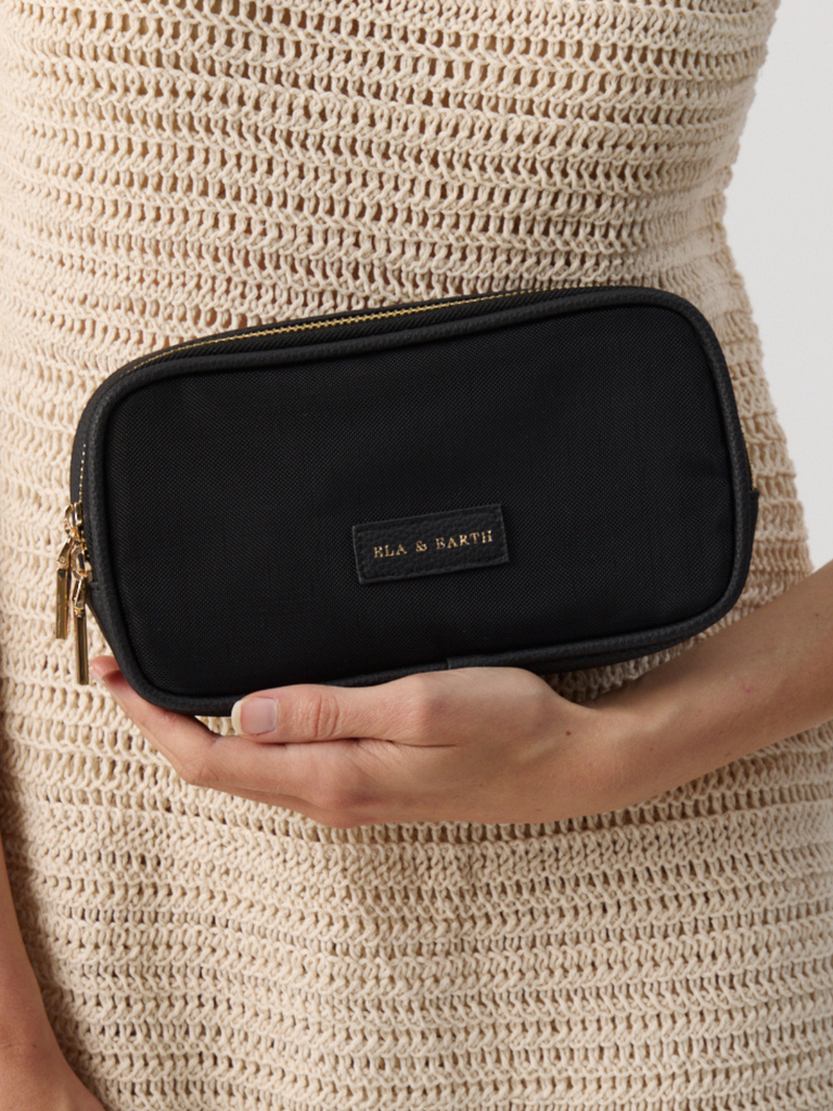 Small Zippered Travel Case - Black 