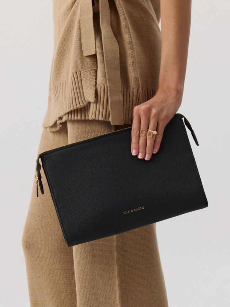 Toiletries Pouch With Zipper Closure - Black