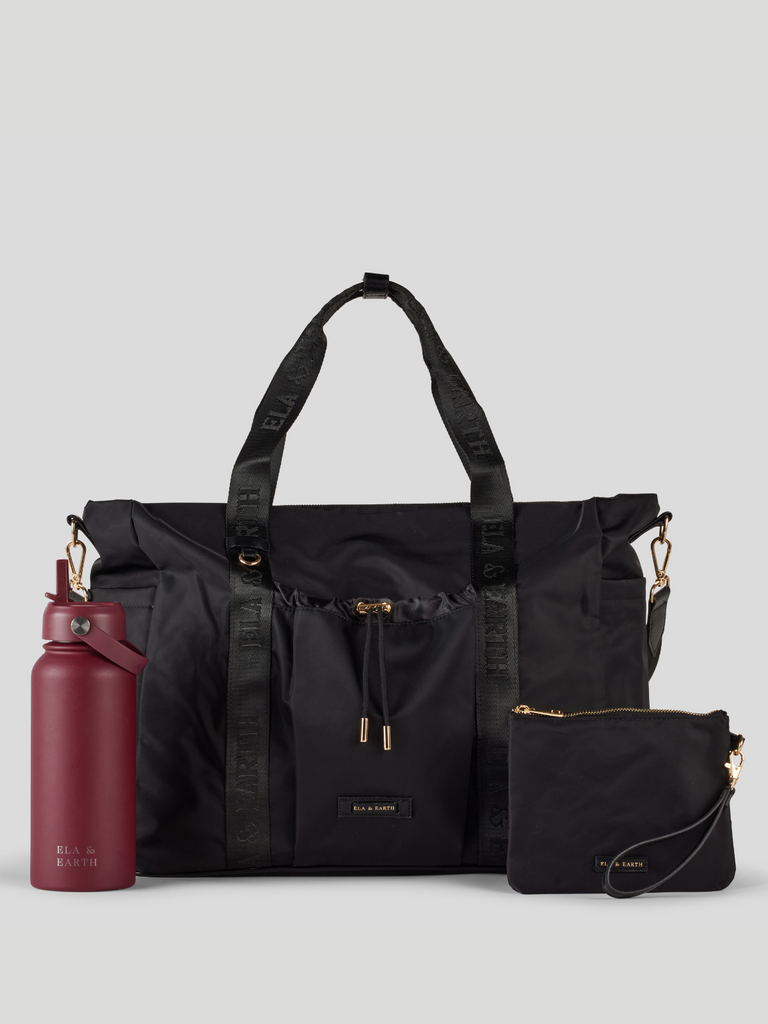 Overnight Set - Black With Gold / Red