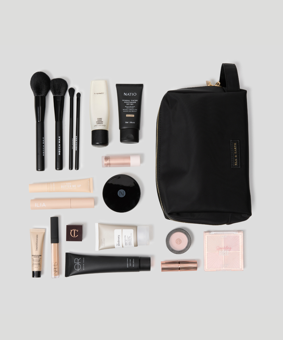 Zippered Makeup Bag - Black