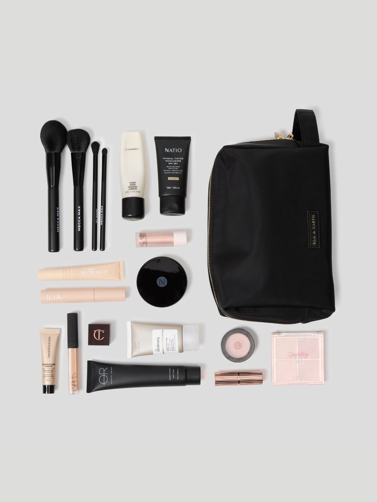 Zippered Makeup Bag - Black