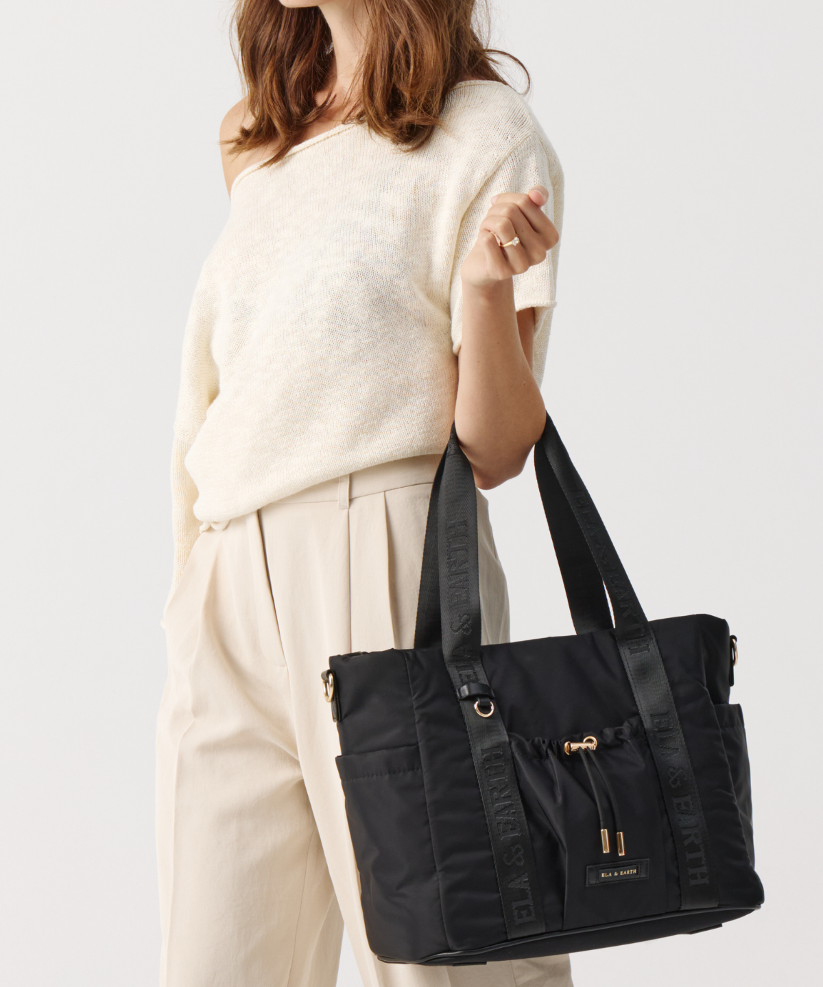 Stylish Tote Bag - Black With Gold