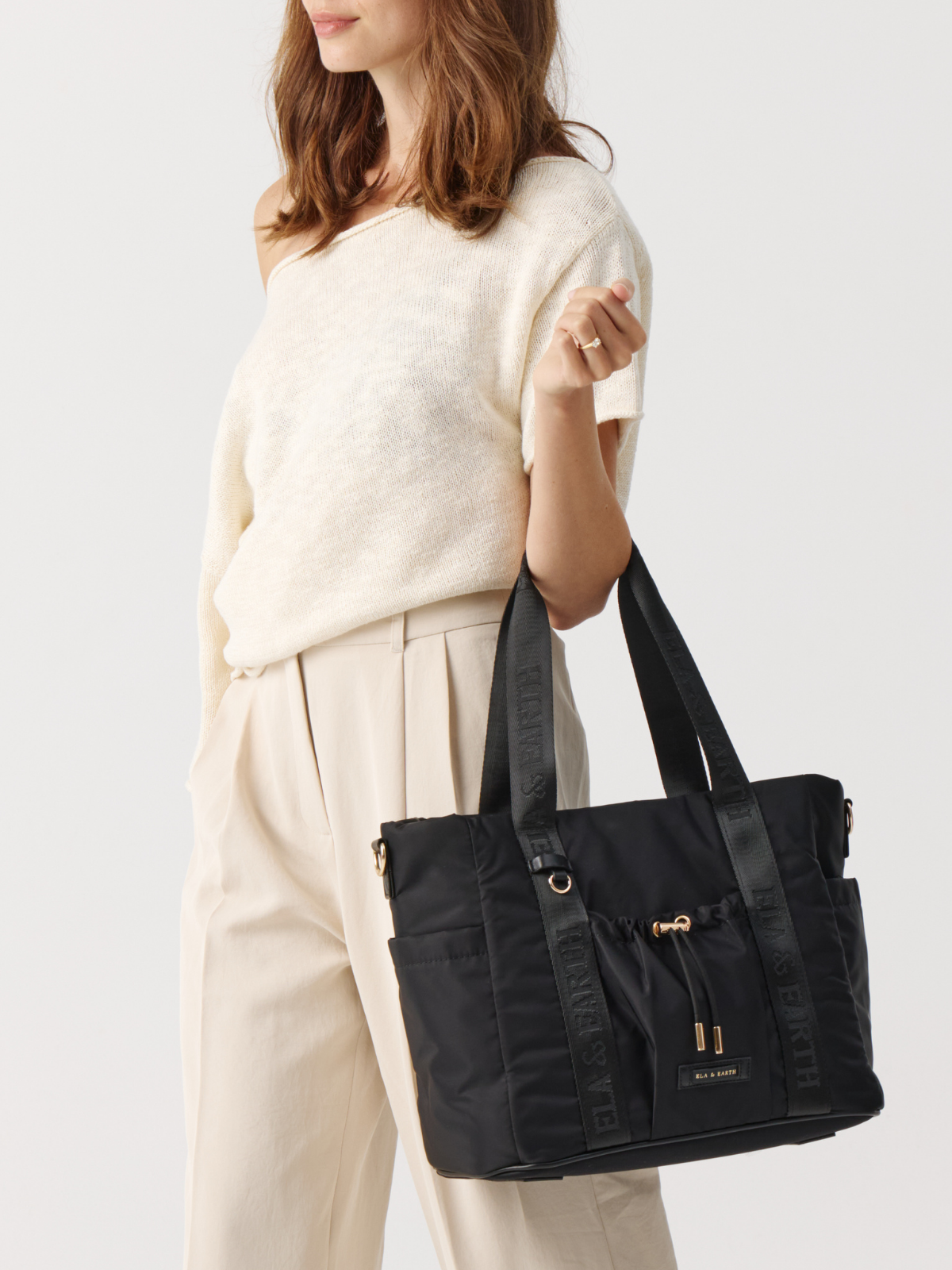 Stylish Tote Bag - Black With Gold