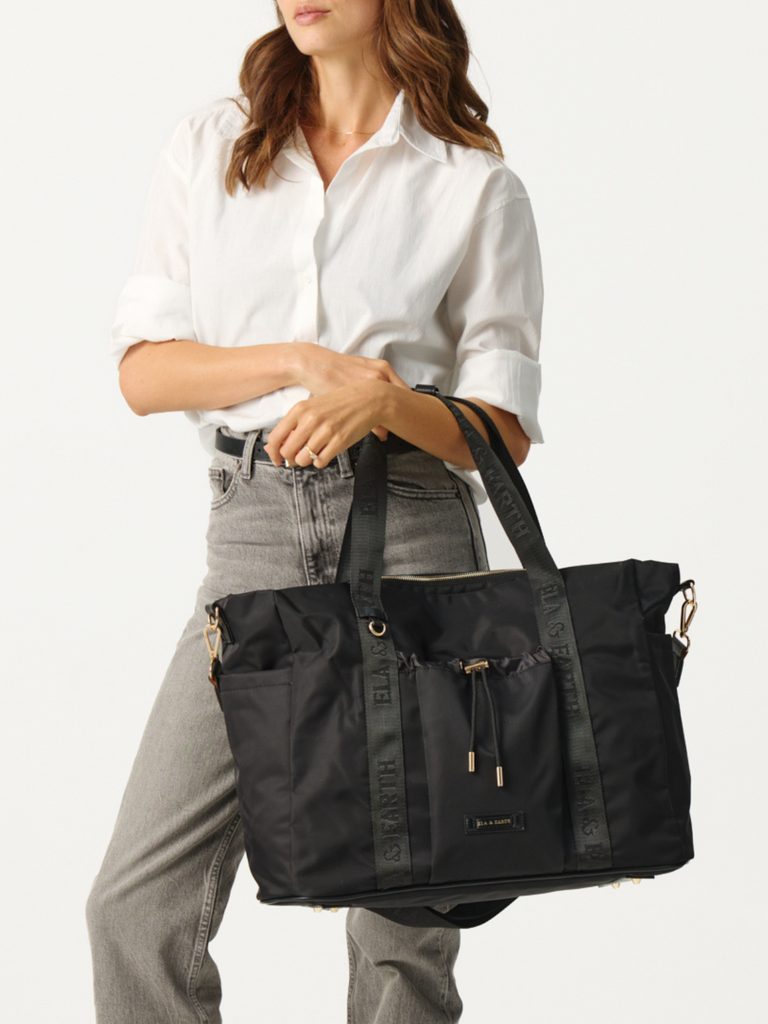 Stylish Tote Bag - Black With Gold 