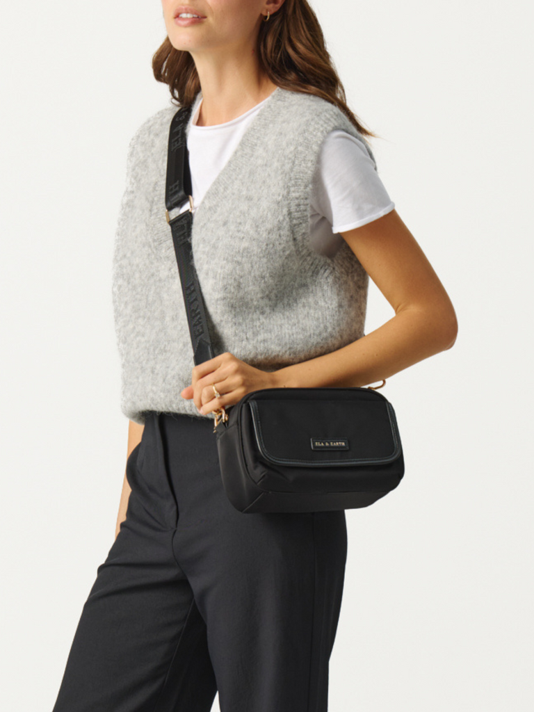 Shoulder Strap Bag - Black with Gold