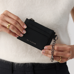 Compact Coin Wallet - Black With Gunmetal 