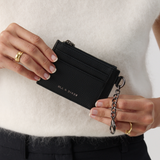 Compact Coin Wallet - Black With Gunmetal 