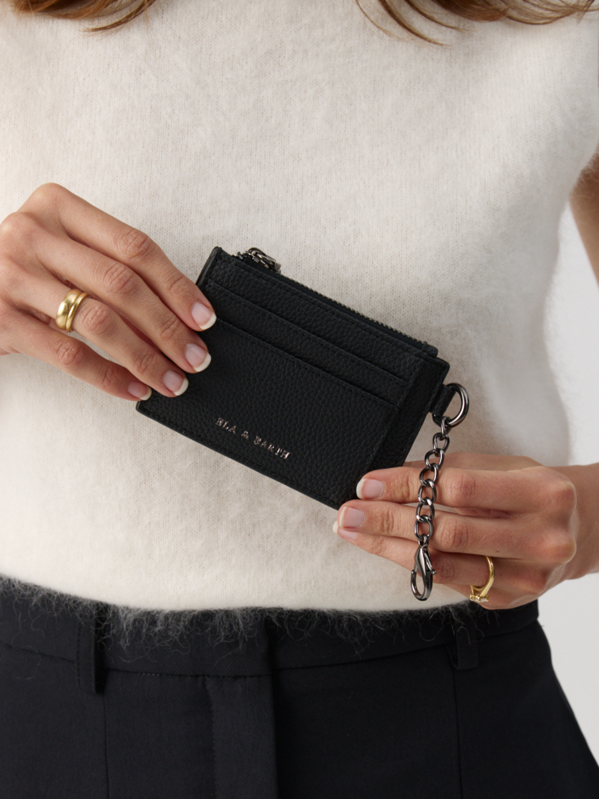 Compact Coin Wallet - Black With Gunmetal 