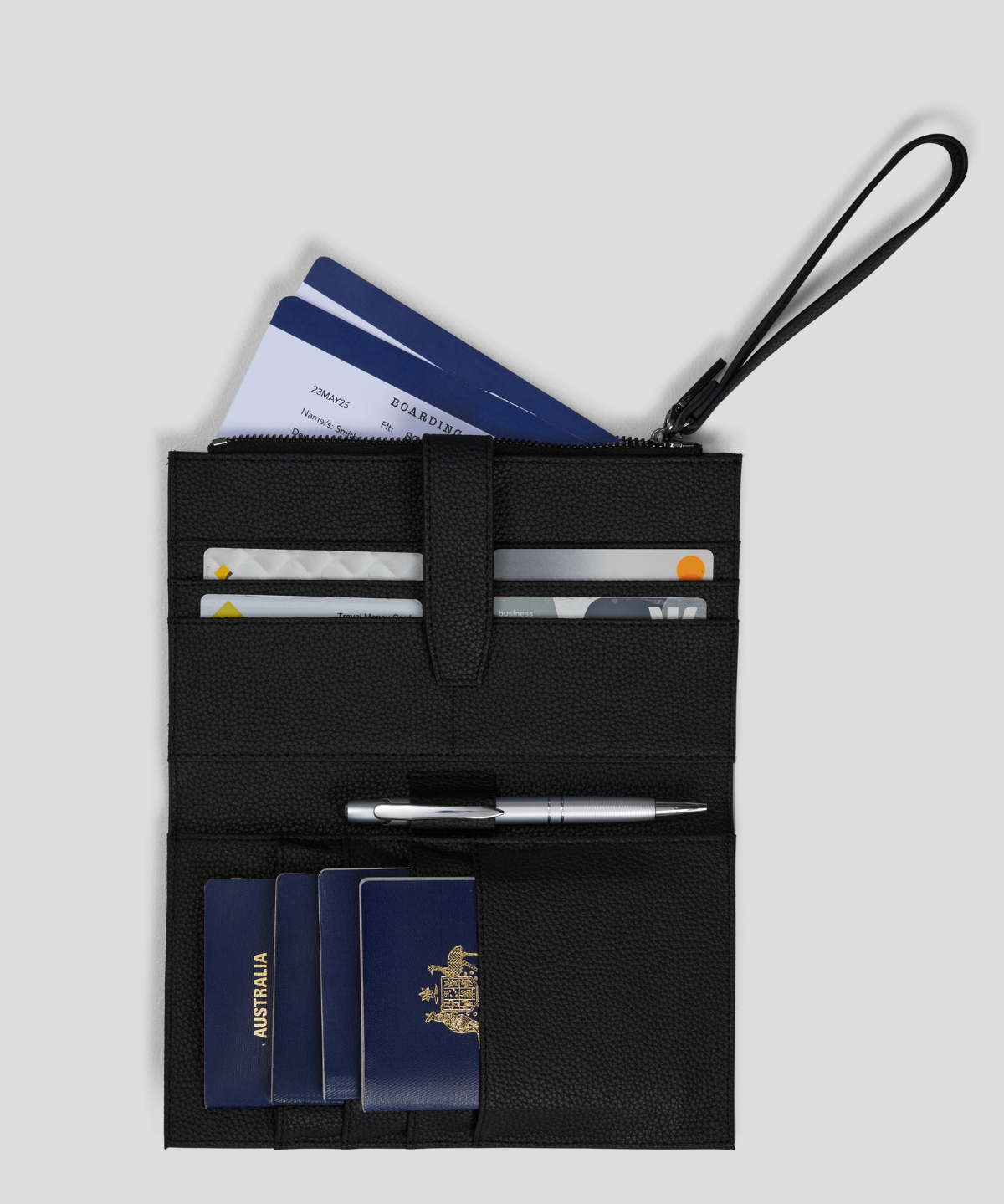 Family Trip Wallet - Black With Gunmetal 
