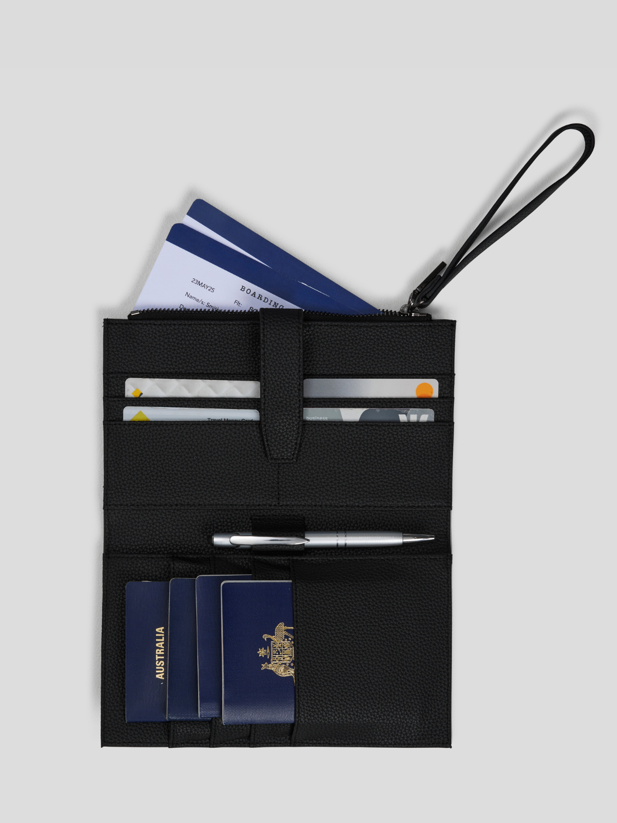 Family Trip Wallet - Black With Gunmetal 