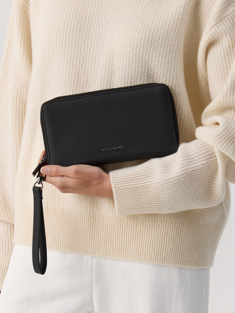 Secure Passport Wallet - Black With Gunmetal 