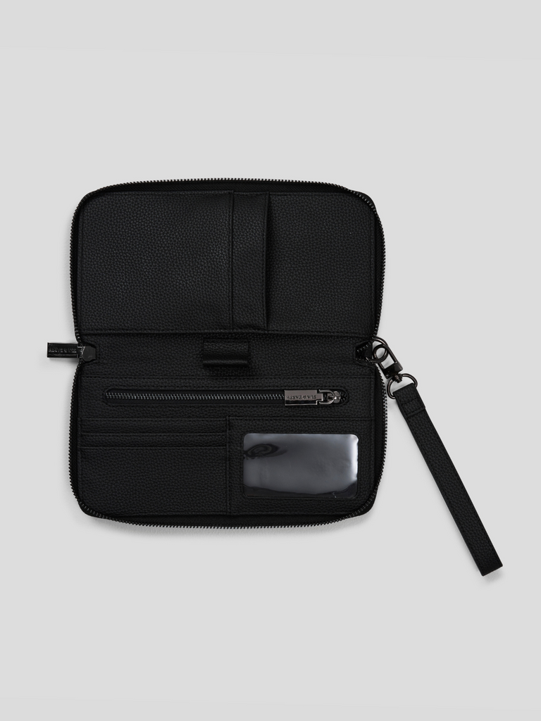 Passport And Card Holder - Black With Gunmetal 