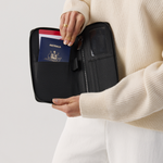 Single Passport Holder - Black With Gunmetal 