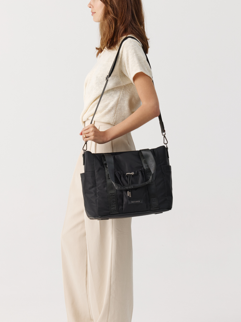 Medium Tote Bag - Black With Gunmetal 