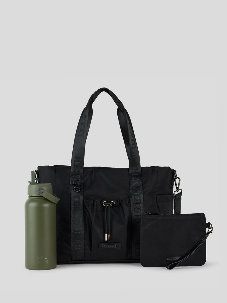 Essential Medium Tote Set - Green / Black