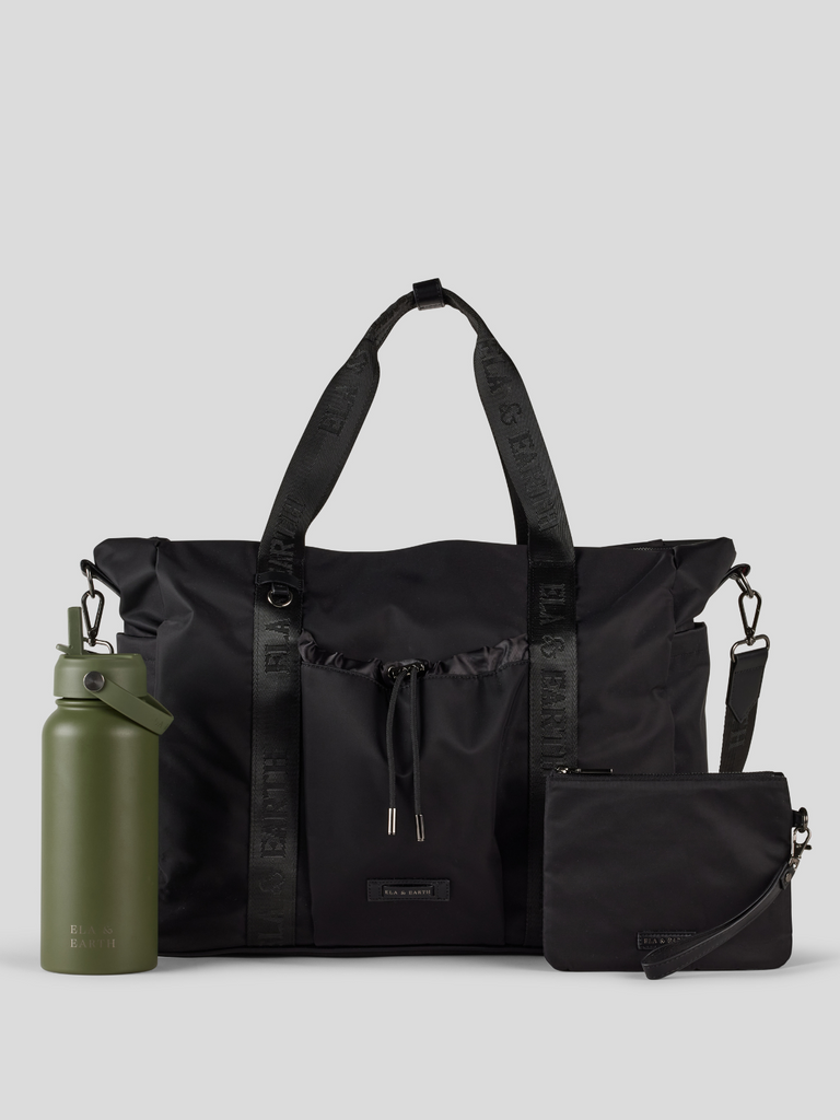 Overnight Set - Black With Gunmetal / Green